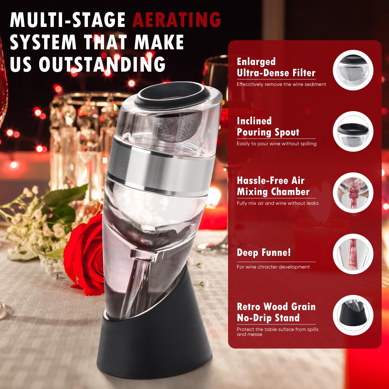 D&Slifei compact wine decanter for table side use.