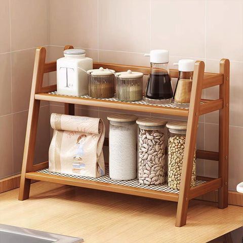 D-werack cup display and tea-bar storage keeps essentials within reach.