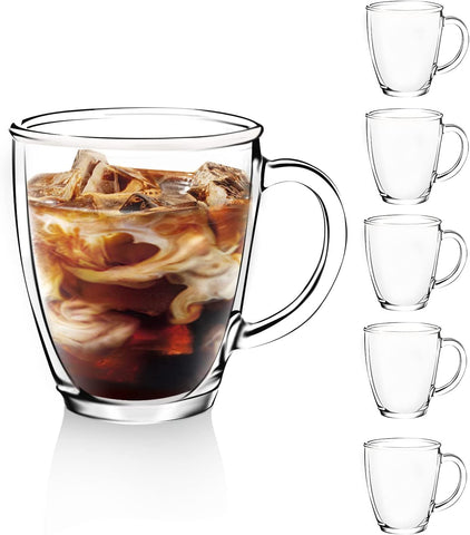 D.M DESIGN·MASTER six-pack glass coffee mugs with a sturdy handle for hot drinks