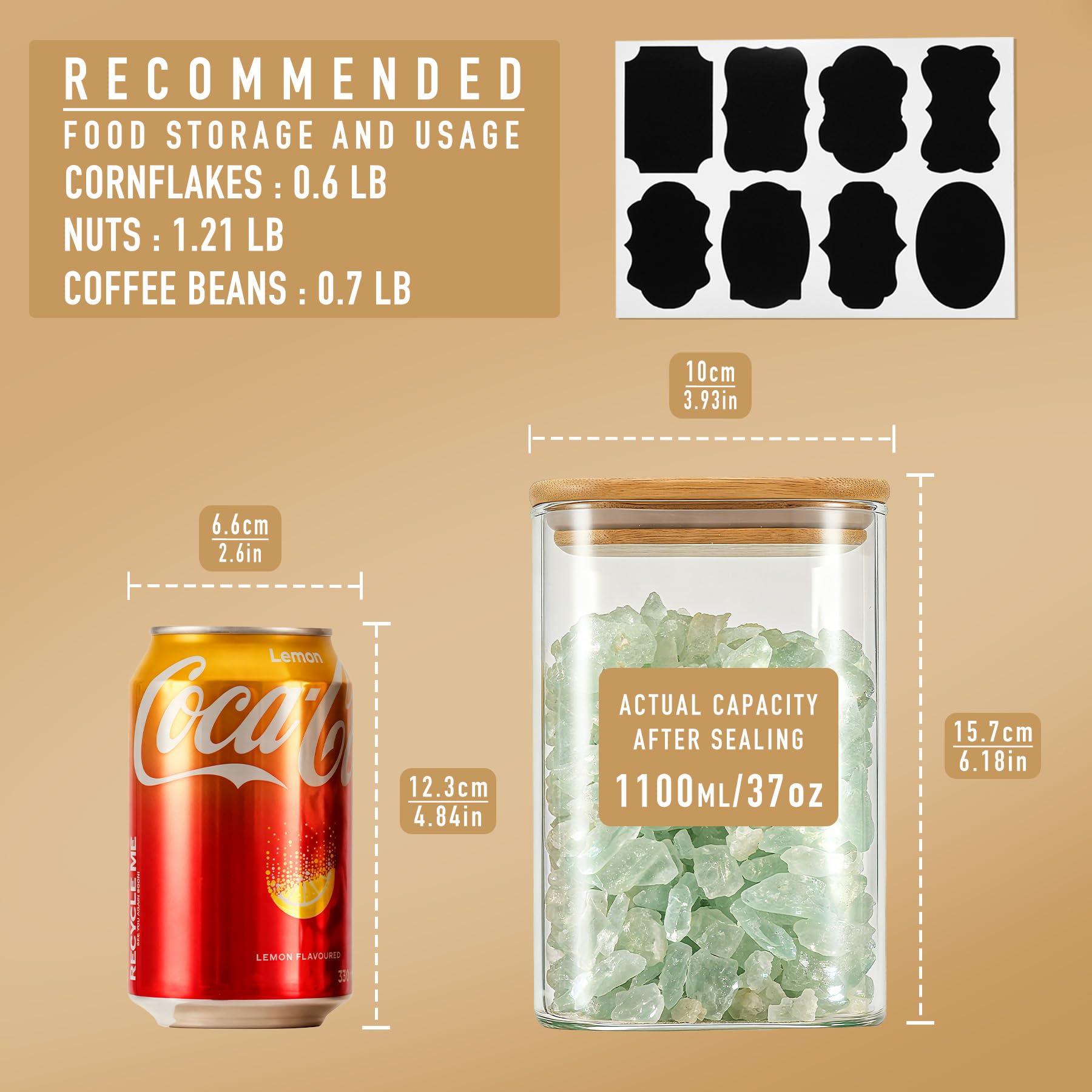 D2scrma glass jars stack neatly to maximize pantry space and visibility