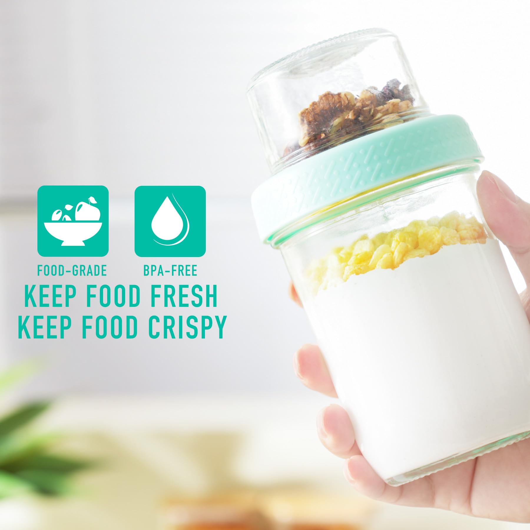 D2scrma dry-wet separation top and bottom jars keep toppings crisp