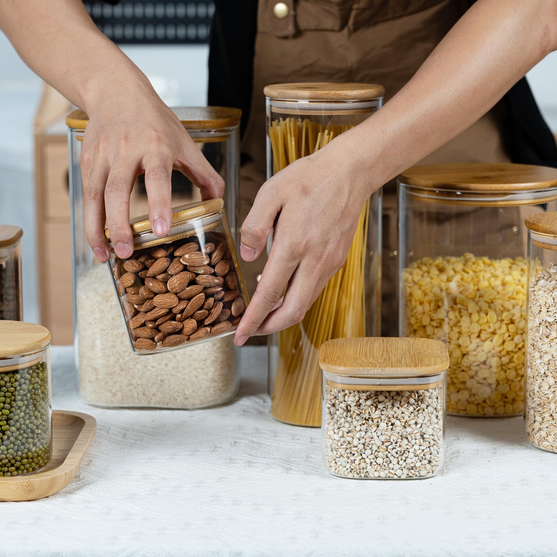 D2scrma multi-purpose glass storage jar for coffee, tea, and beans.