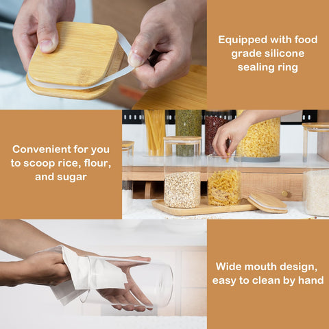 D2scrma stackable 650ml jars maximize kitchen cabinet space.