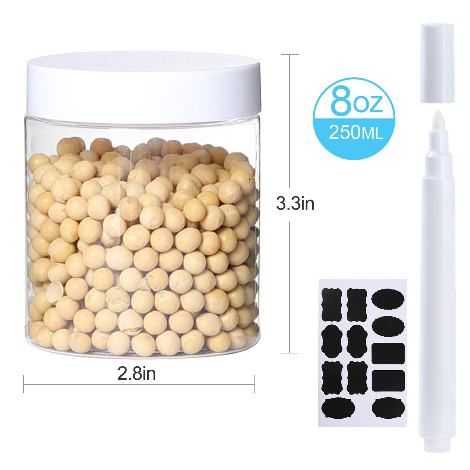 Dabacc airtight white-lid jar keeps contents fresh and leak-free.