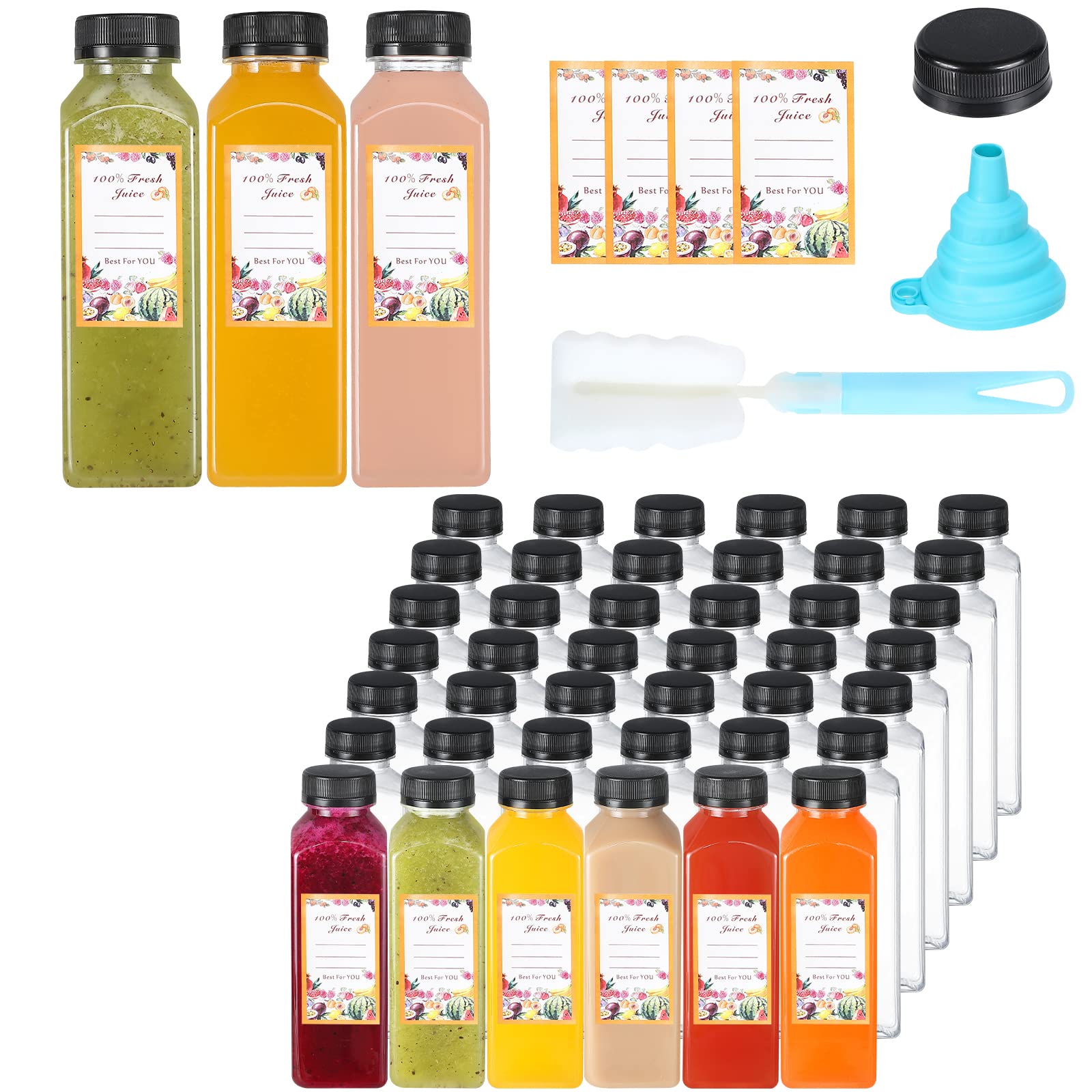 Dabacc 12oz juice bottles with caps for leakproof transport