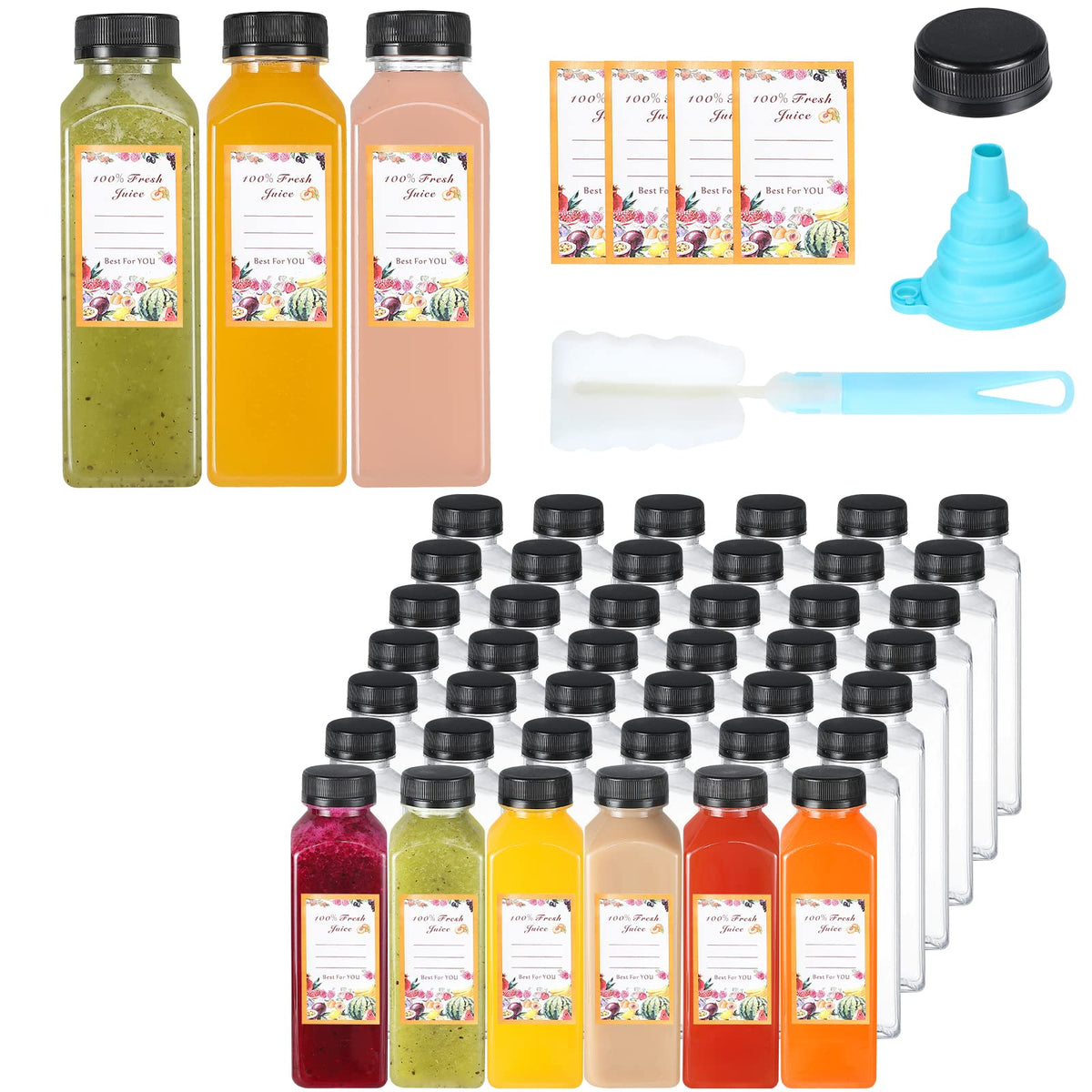 Dabacc 12oz juice bottles with caps for leakproof transport