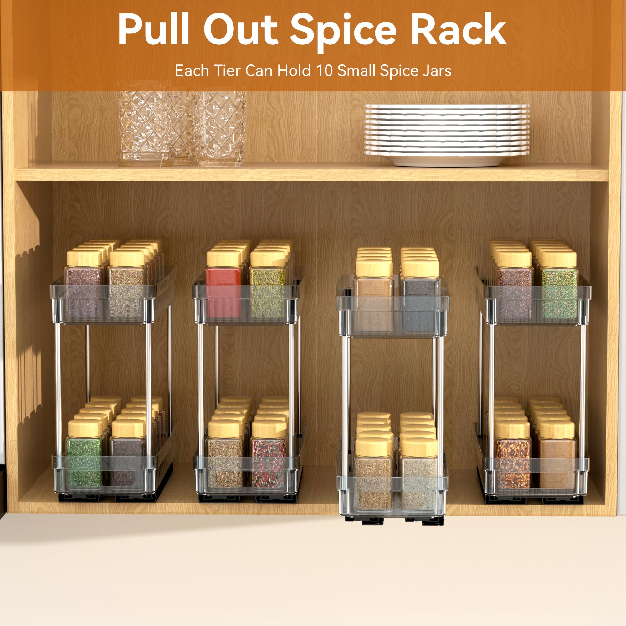DABIGE compact spice organizer maximizes narrow cabinet space