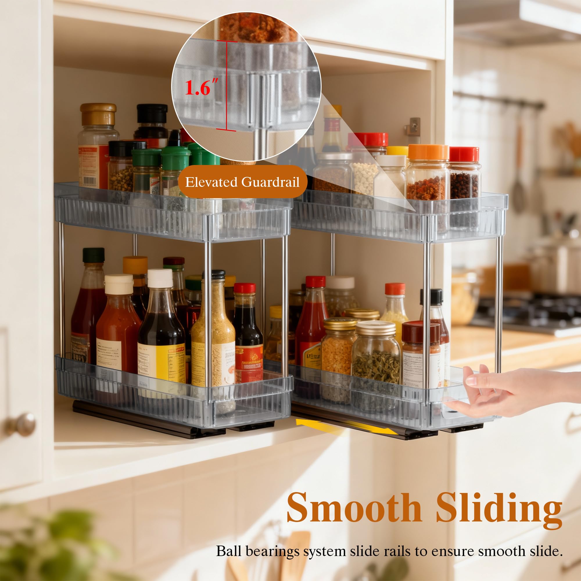 DABIGE clear acrylic baskets display spices at a glance