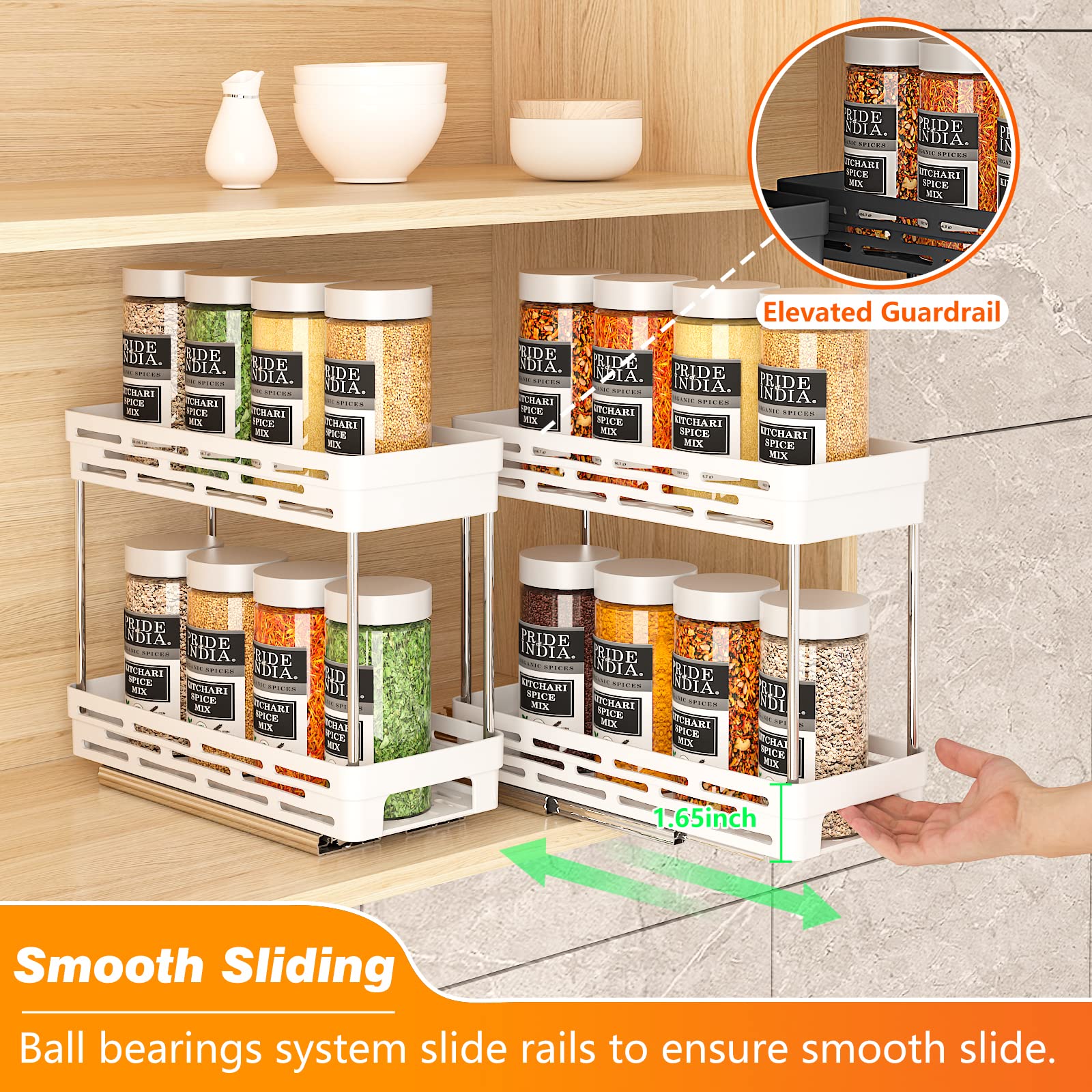 DABIGE three-pack spice organizers displayed in a tidy cabinet