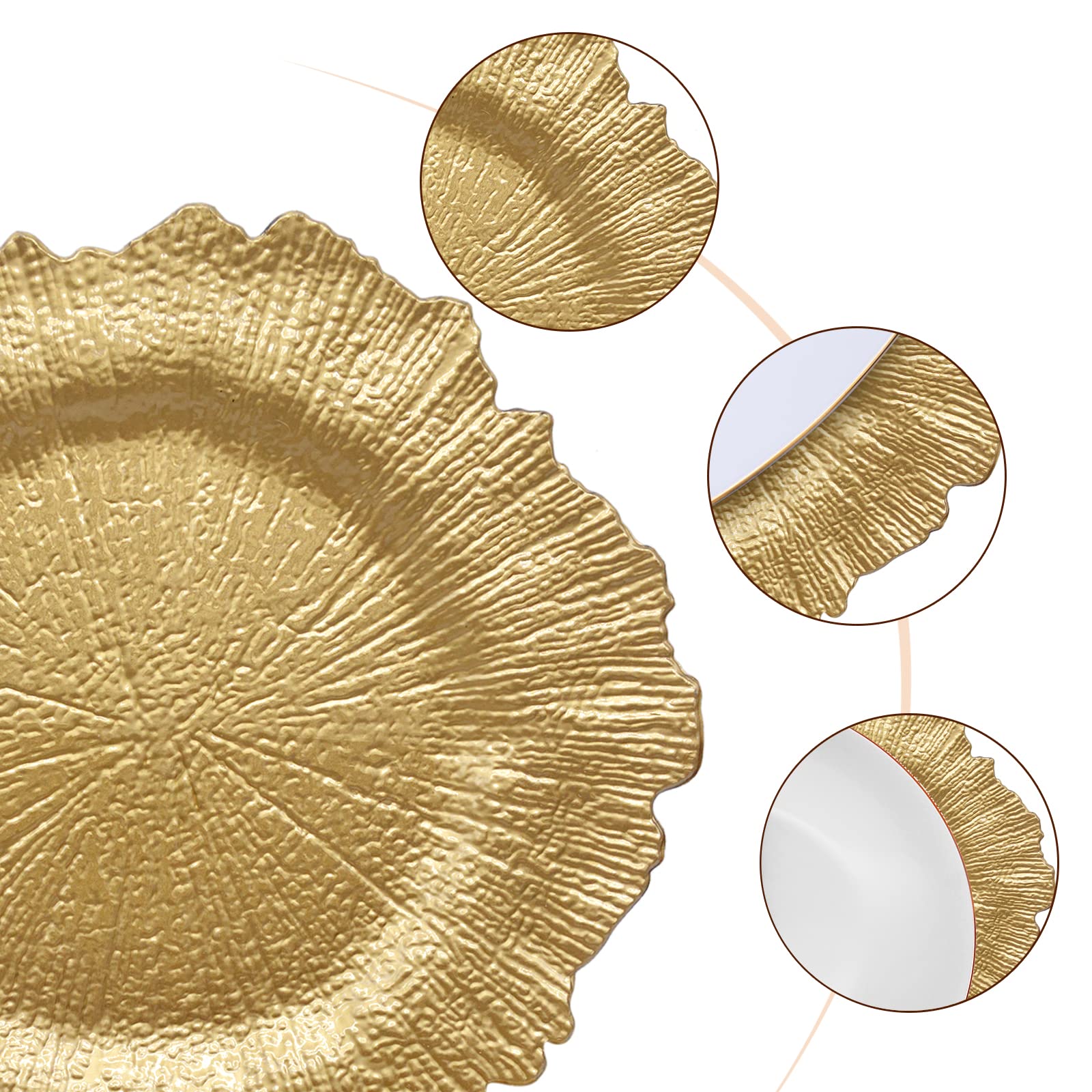 DaCakeWS Gold Reef charger plate serves as decorative centerpiece for events