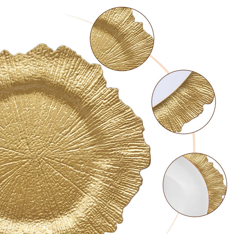 DaCakeWS Gold Reef charger plate serves as decorative centerpiece for events