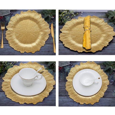DaCakeWS Gold Reef charger plate under-bowl protection helps prevent spills