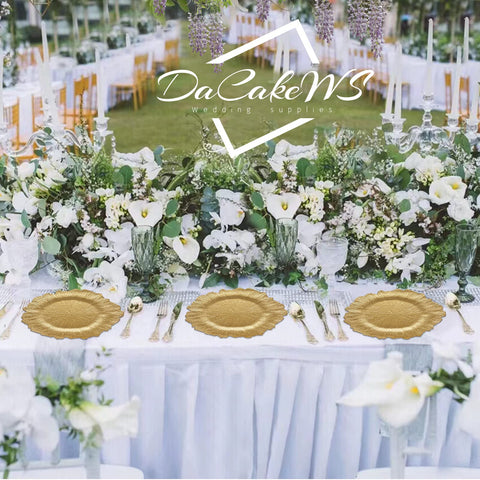 DaCakeWS Gold Reef charger plate for wedding table setup enhances formal dining visuals