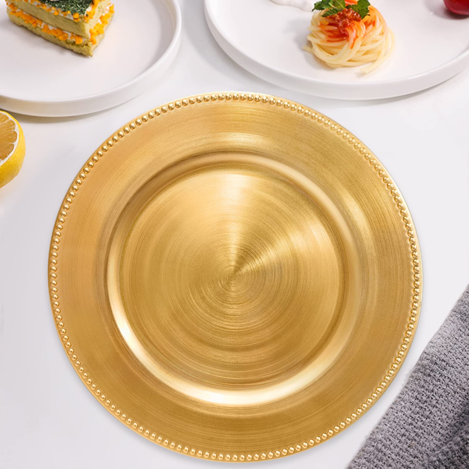 DaCakeWS gold coral reef charger plate for decorative tablescapes and event styling