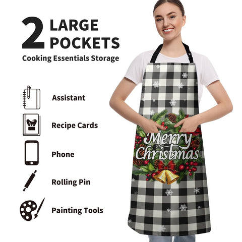 Dacawin plaid apron size 28 by 33 inches in action.
