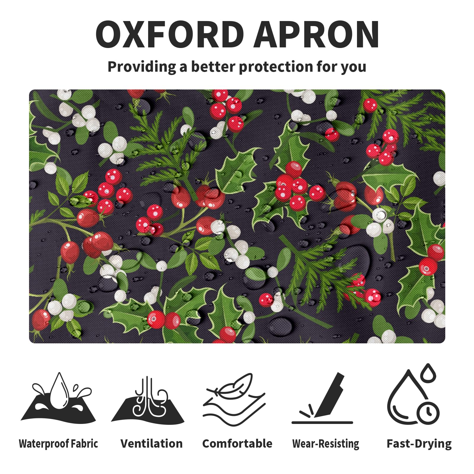 Dacawin apron with dual front pockets for utensils, phone, or recipes within reach.