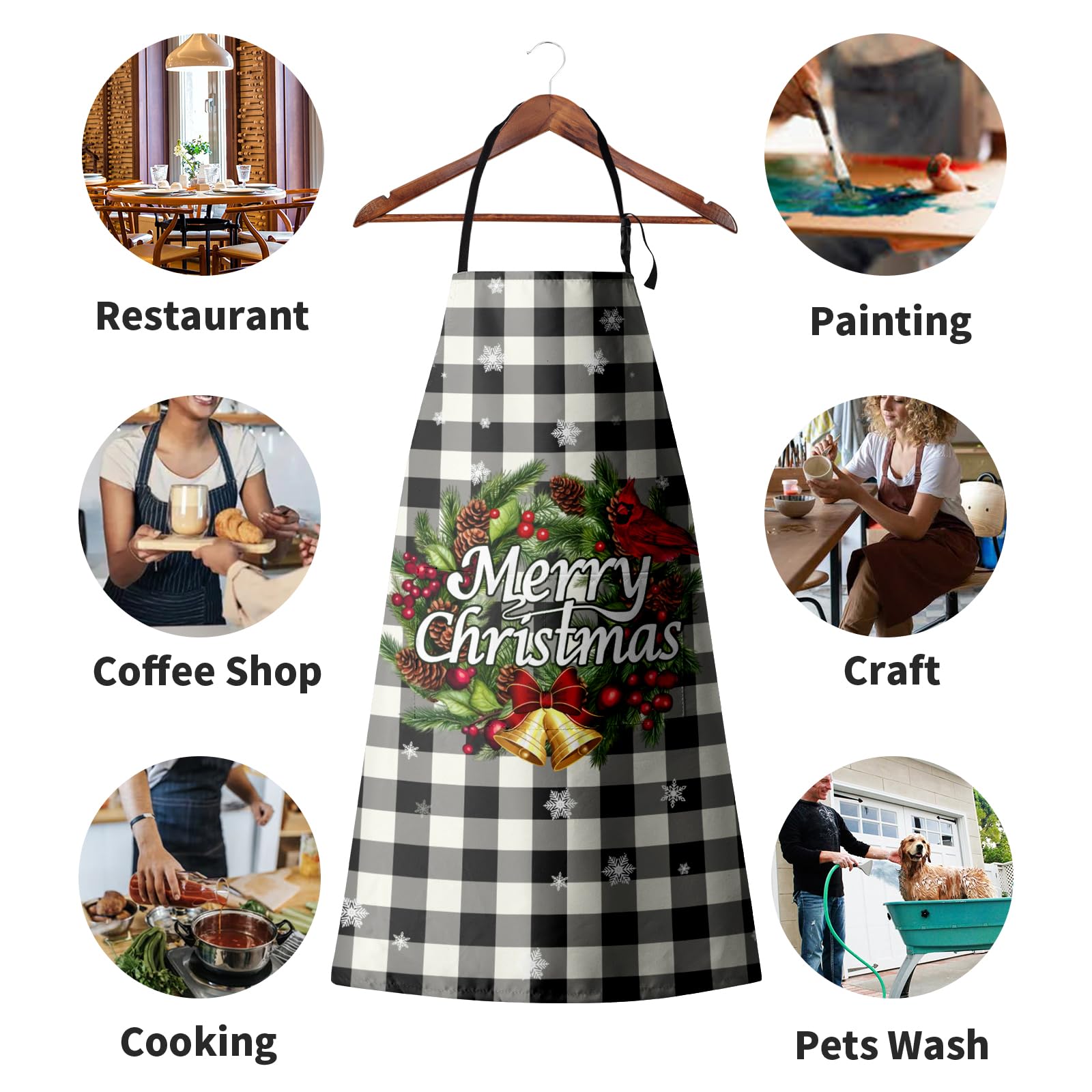 Dacawin winter buffalo plaid apron close-up showing waterproof fabric protection.