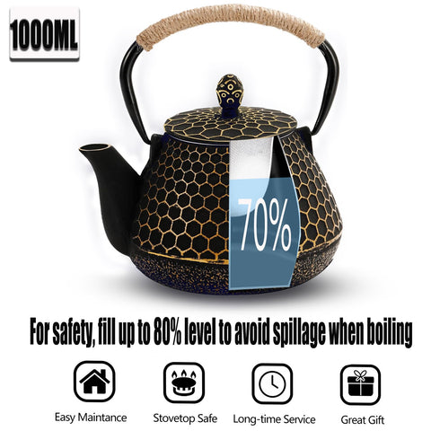 Dachenus cast iron kettle compatible with electric, ceramic, and gas stoves
