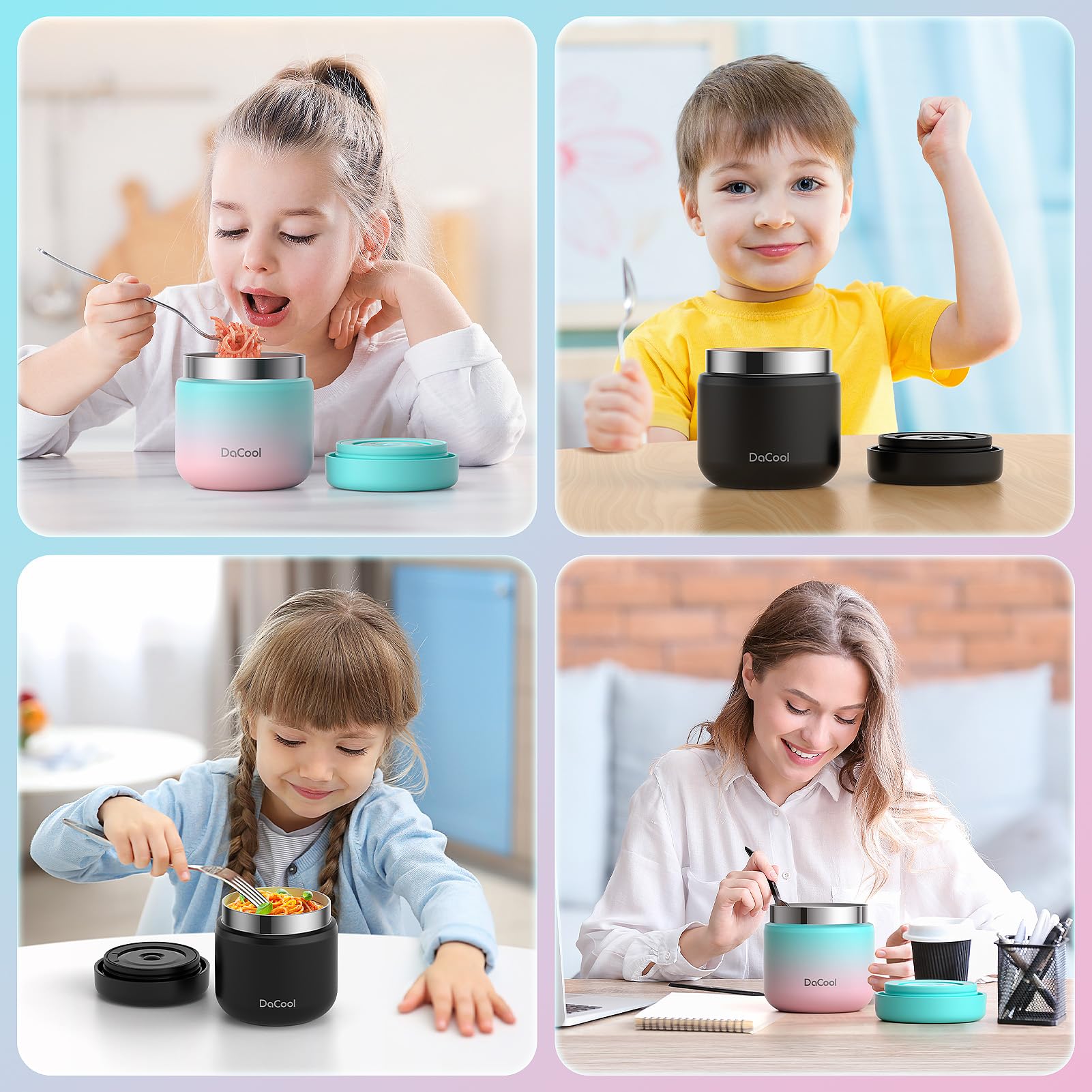 DaCool kids thermo features a cute color and compact 13.5 oz capacity