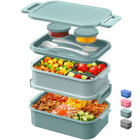 DaCool lunchbox 74oz three-tier design keeps meals organized for work.