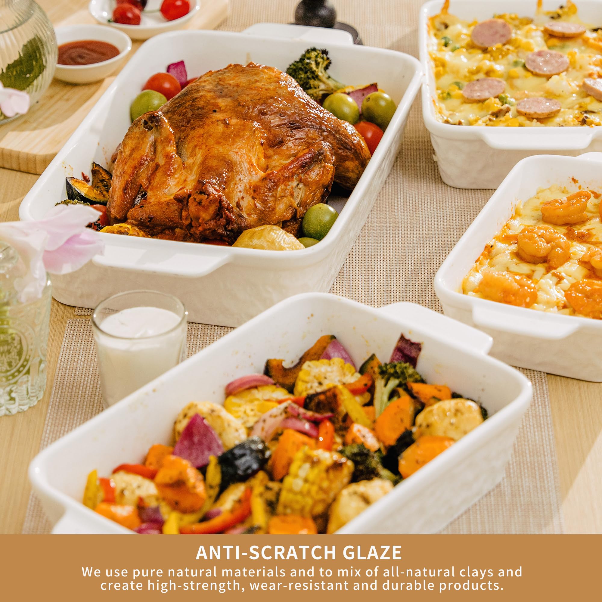 Dafuceramic casserole dishes stackable design saves cabinet space and keeps kitchen organized.