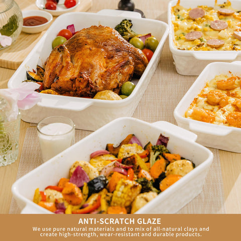 Dafuceramic casserole dishes stackable design saves cabinet space and keeps kitchen organized.