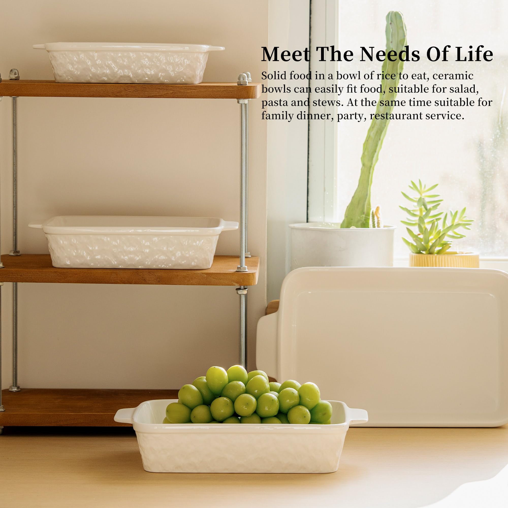 Dafuceramic casserole dishes in white finish ideal as wedding gift or housewarming.