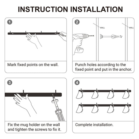 Dahey easy-installation mug rack with hardware included.