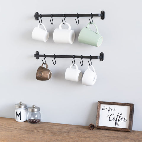 Dahey wall-mount mug rack with clear, easy installation instructions.