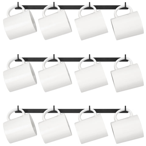 Dahey wall-mounted mug rack with 12 hooks keeps cups within easy reach.