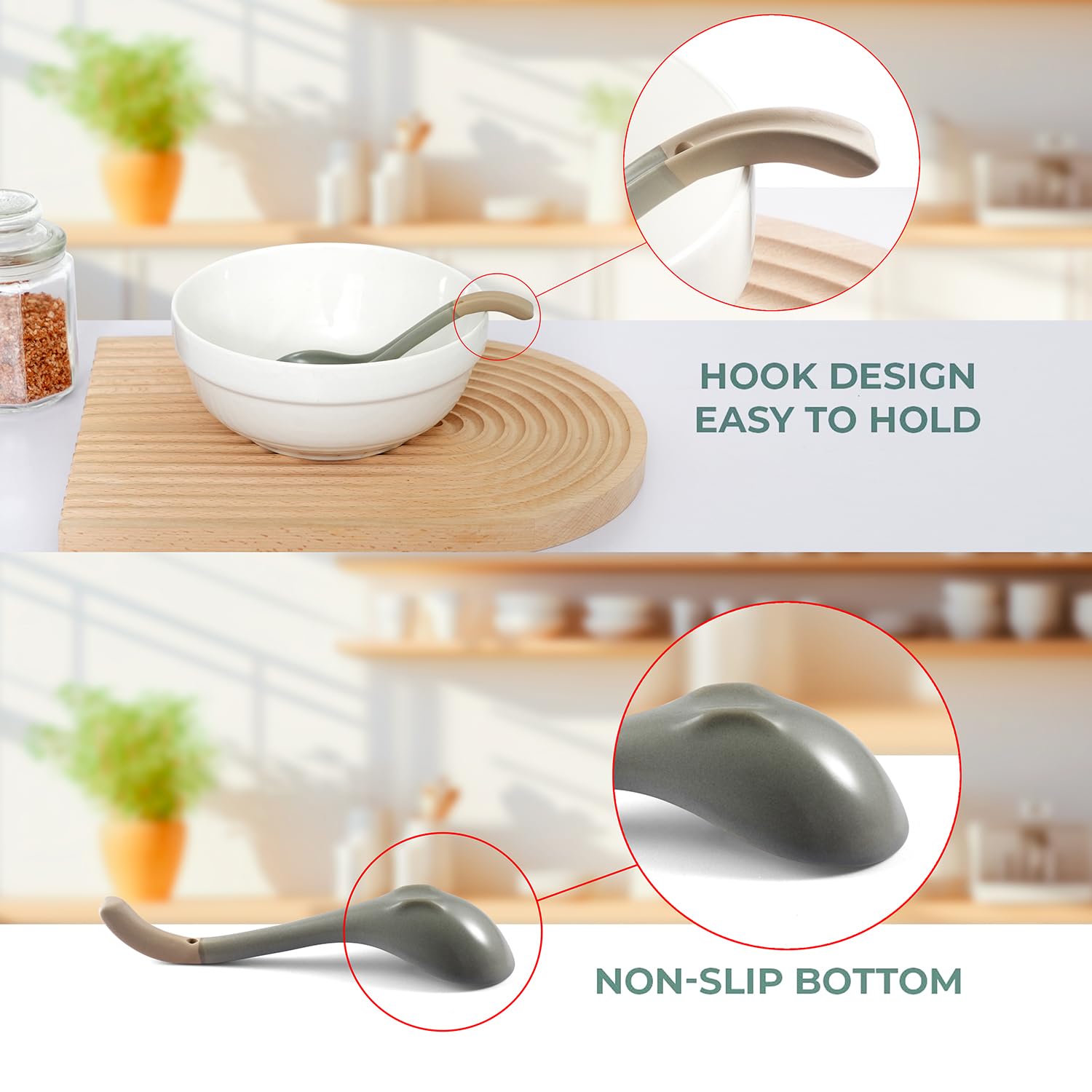 DAHO GOMSU ramen spoon with curved handle for comfortable grip