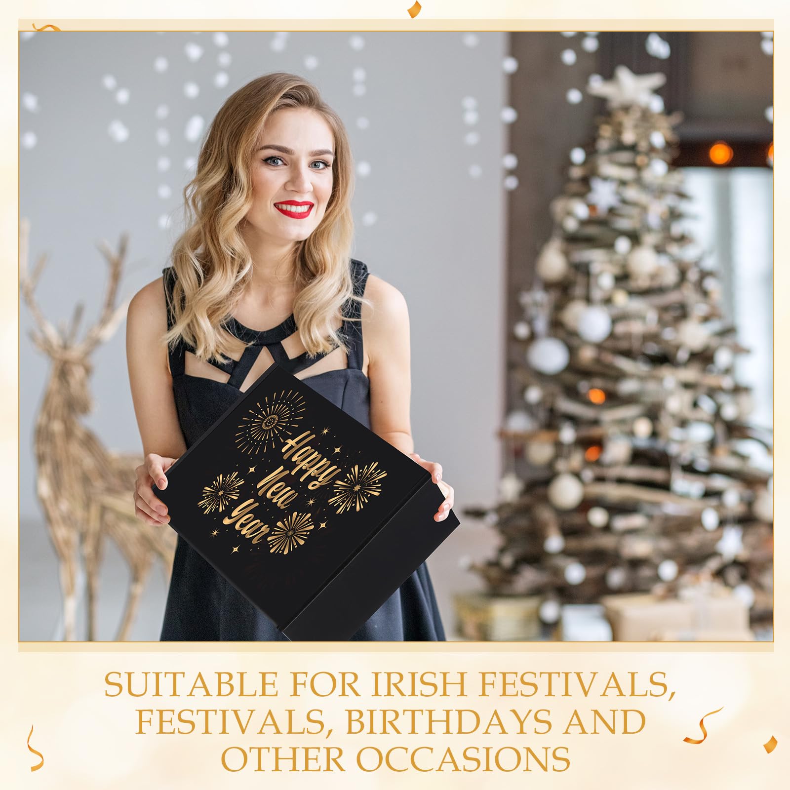 Daifunli earrings provide a subtle celebratory accent