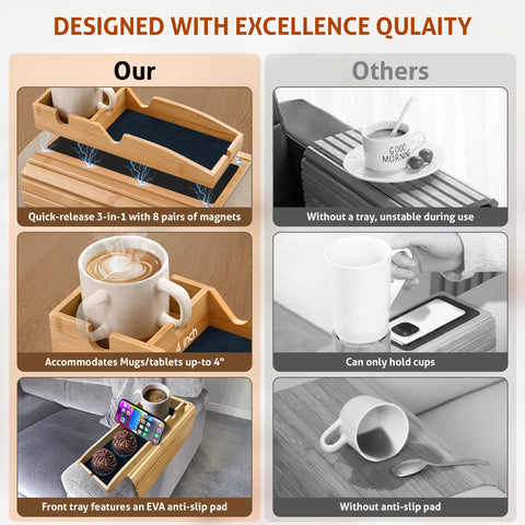 Daily Favorites Bamboo Armrest Tray foldable design stores neatly in small spaces
