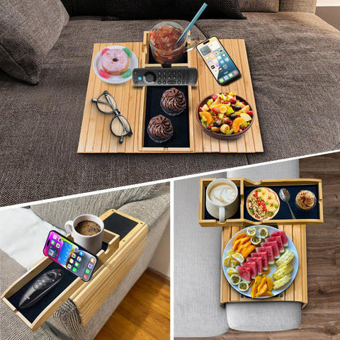 Daily Favorites Bamboo Armrest Tray phone stand keeps calls within reach