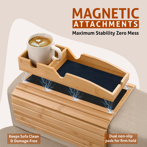 Daily Favorites Bamboo Armrest Tray natural bamboo finish adds warm, contemporary style
