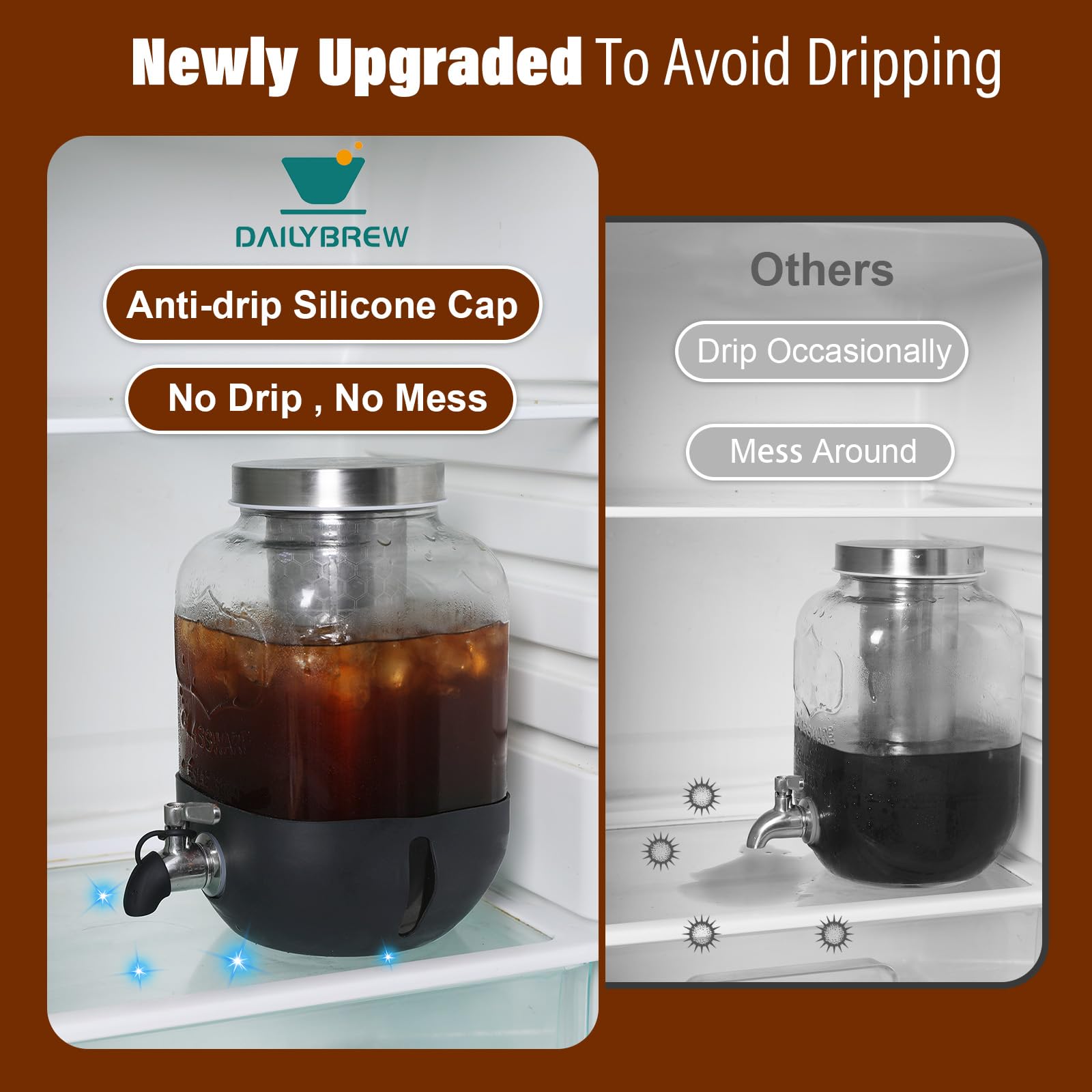 Dailybrew leak-test spigot for reliable, mess-free pouring.
