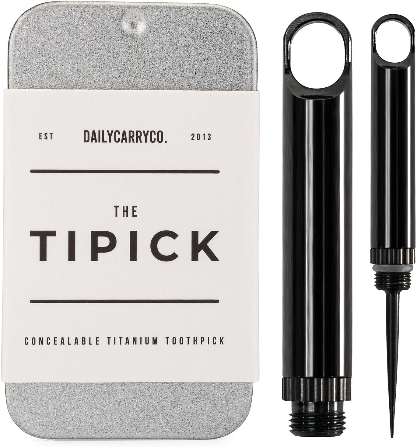 DAILYCARRYCO TiPick front view shows portable titanium design for on-the-go use.