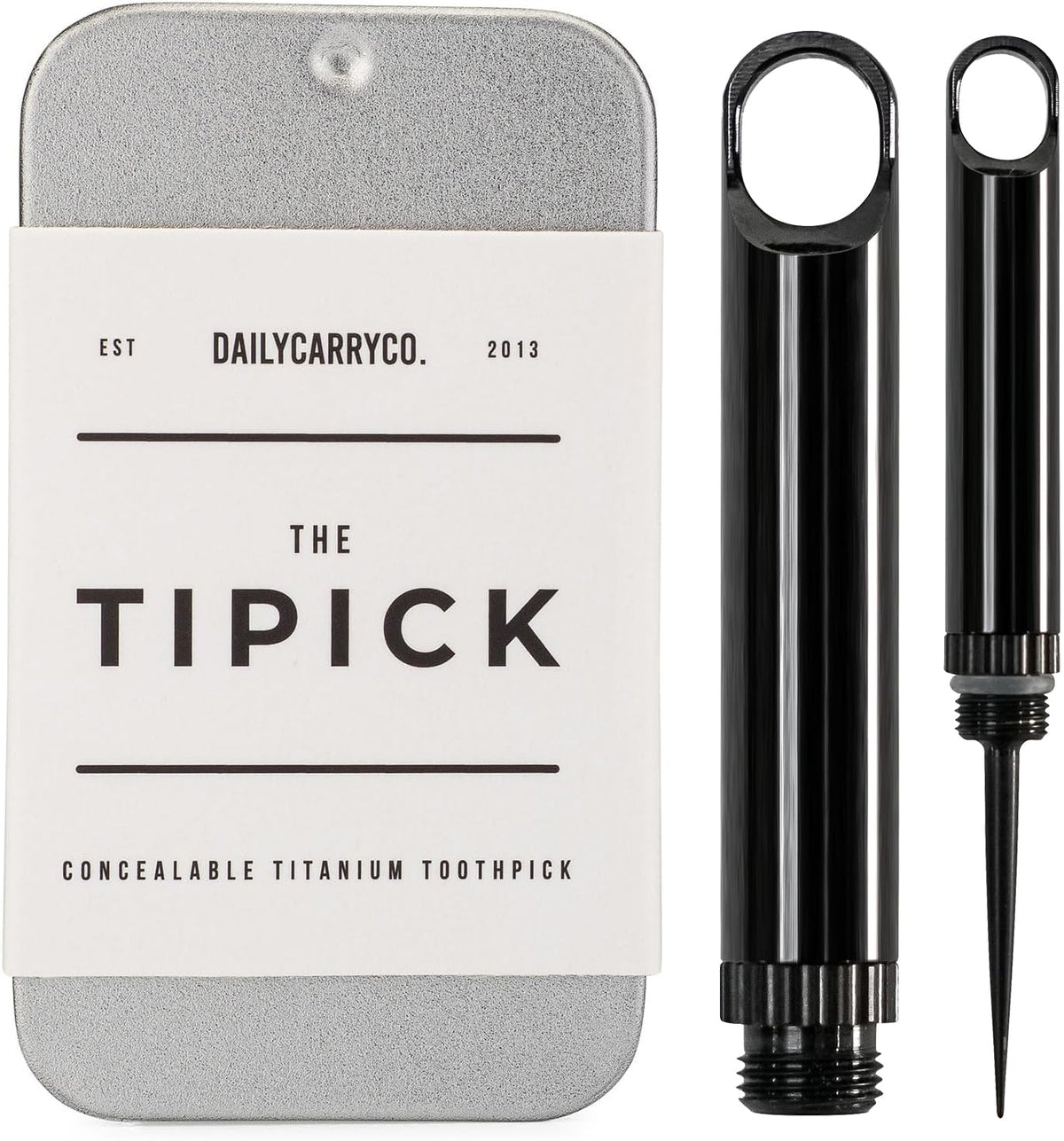 DAILYCARRYCO TiPick front view shows portable titanium design for on-the-go use.