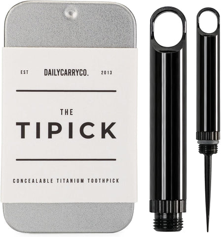 DAILYCARRYCO TiPick front view shows portable titanium design for on-the-go use.