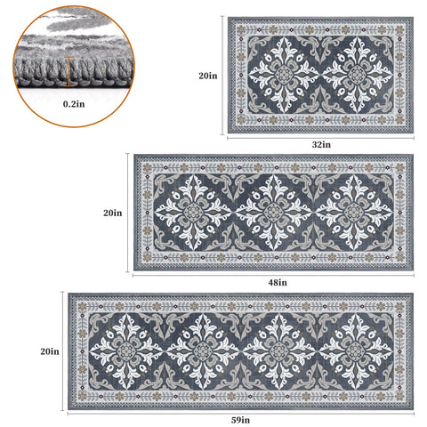 DailyCuddles grey geometric pattern mat 20x48 reduces fatigue during long cooking sessions.
