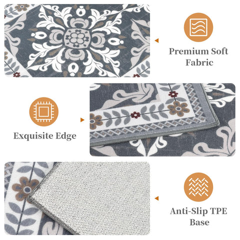DailyCuddles grey geometric pattern mat 20x59 ideal for standing desk setups and entryways.