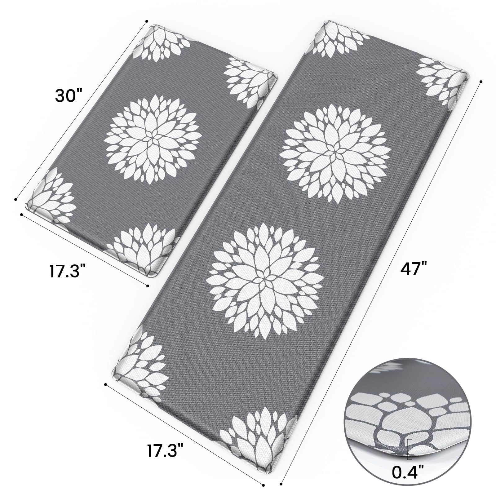 DailyCuddles kitchen mat 47-inch grey provides extended space for standing at sink