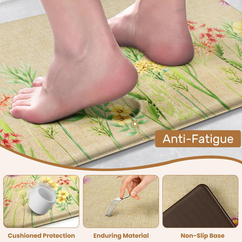 DailyCuddles anti-fatigue foam mat close-up showing supportive padding for comfortable standing.