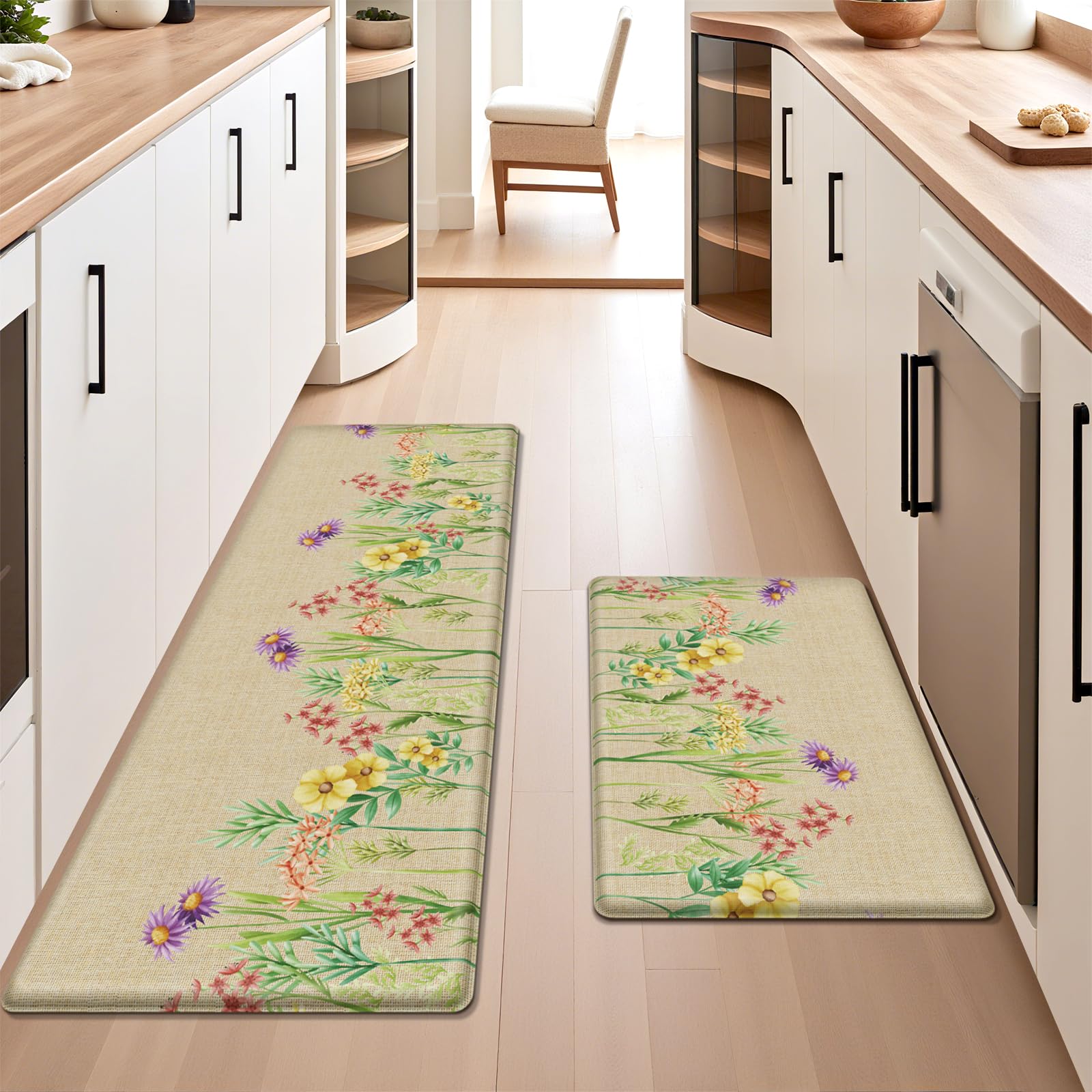 DailyCuddles kitchen mat floral design blends with kitchen decor for stylish practicality.