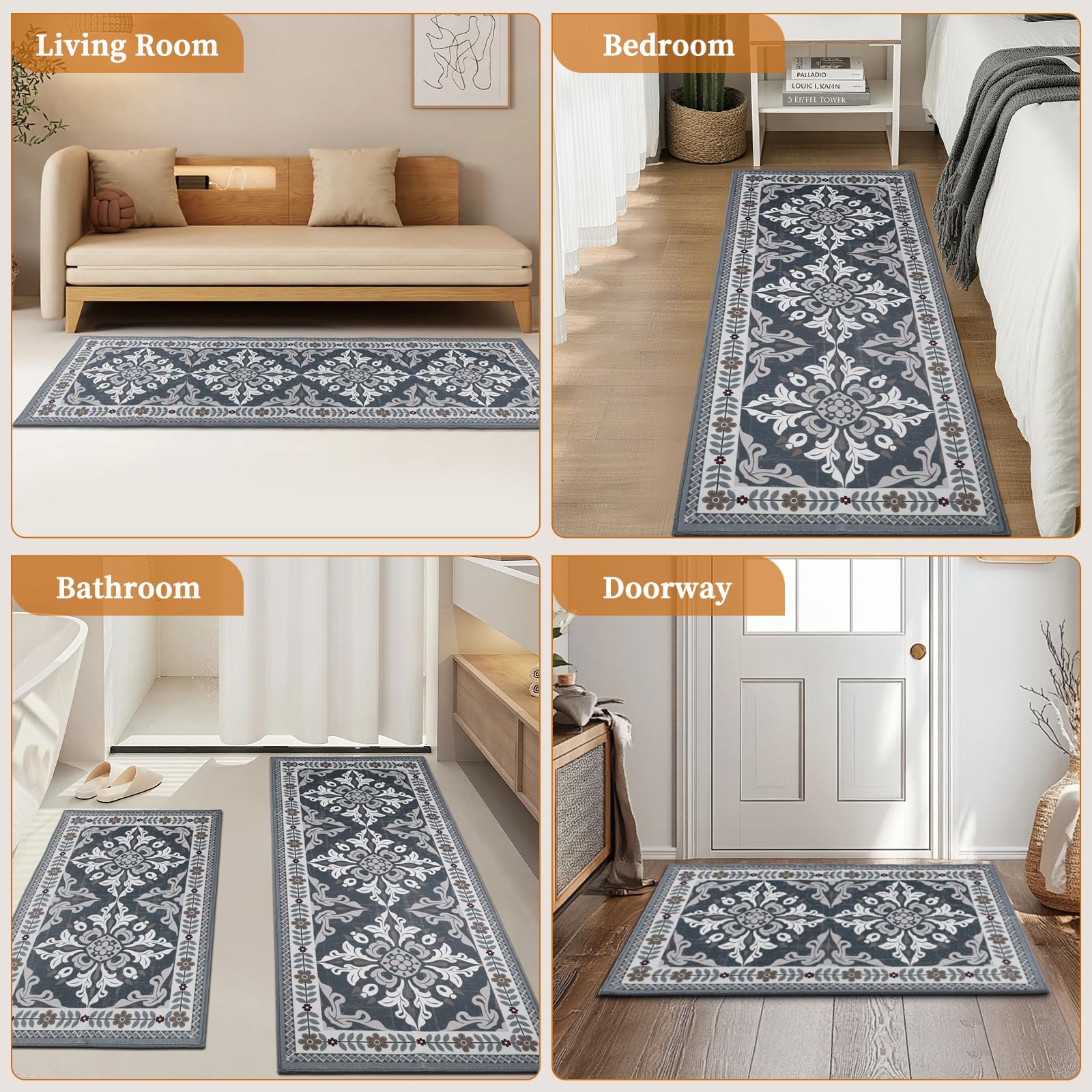 DailyCuddles modern grey pattern enhances decor while protecting floors in any room.