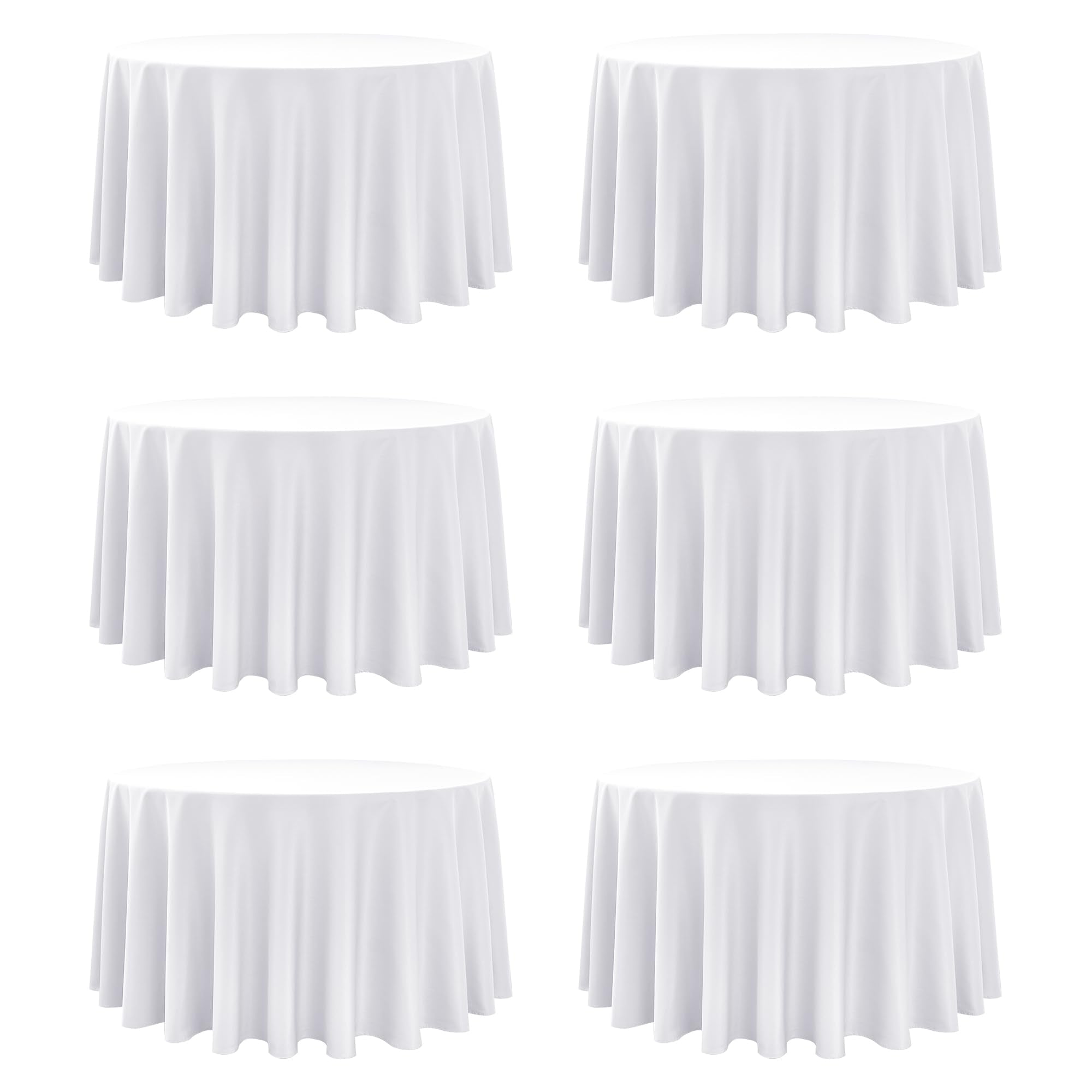 Dailyset 6-pack white round tablecloth 120-inch covers tables with a flawless drape