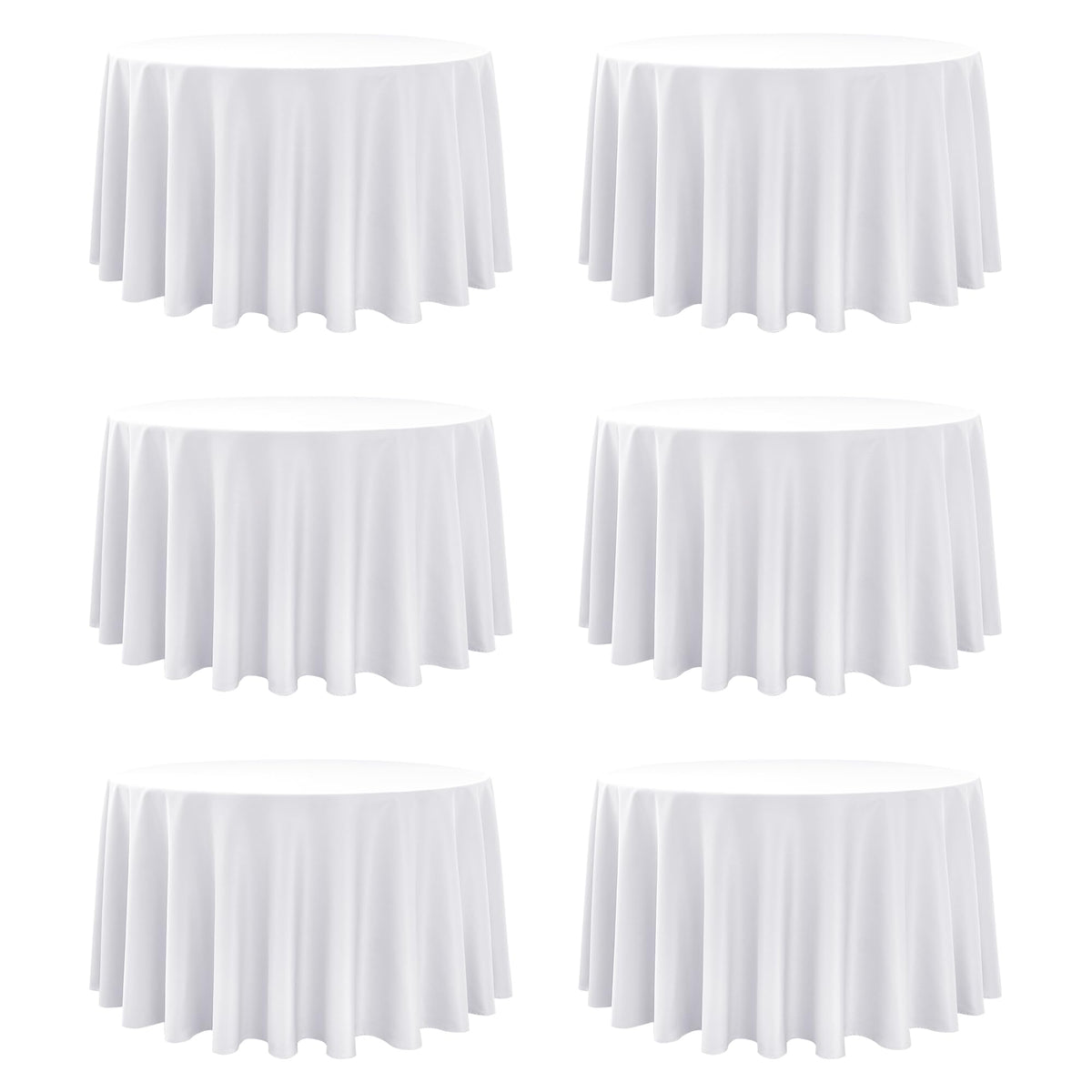 Dailyset 6-pack white round tablecloth 120-inch covers tables with a flawless drape
