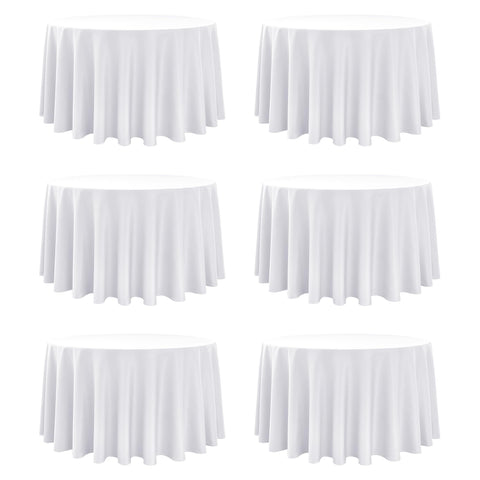 Dailyset 6-pack white round tablecloth 120-inch covers tables with a flawless drape