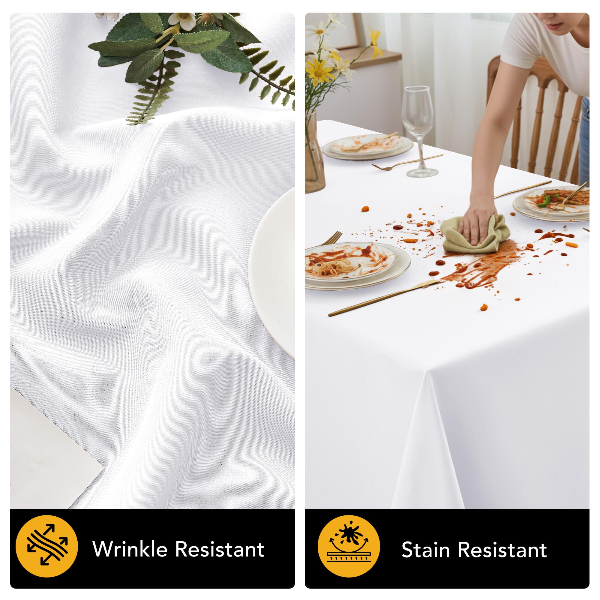 Dailyset elegant white tablecloth enhances rectangle-table setups for events