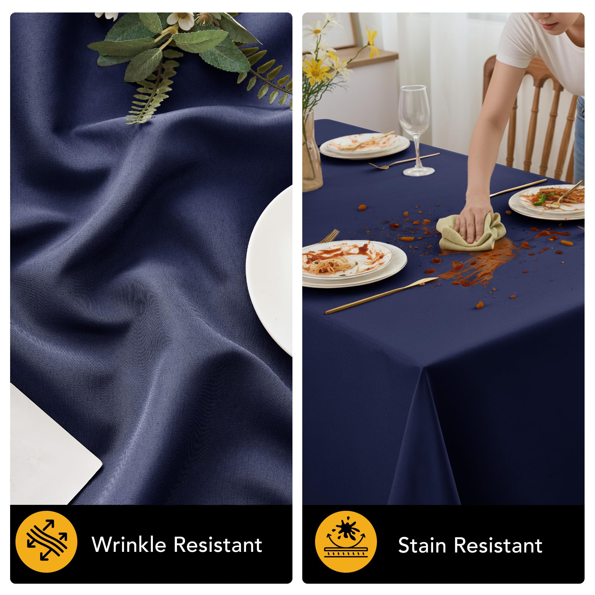 Dailyset tablecloth on washing machine symbol, ready for repeated use.